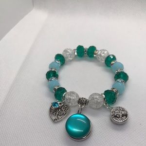 Beautiful Aqua/Turquoise Charm Bracelet